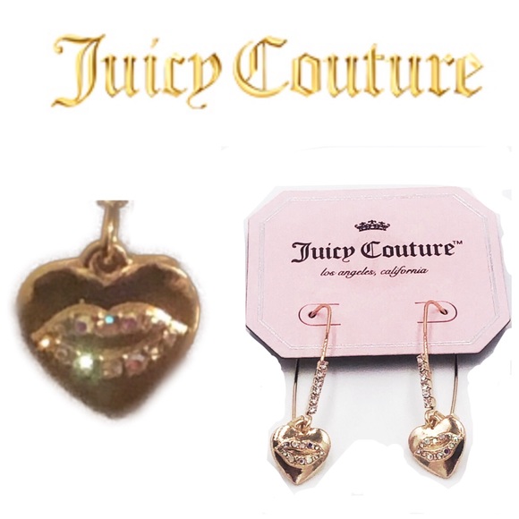 Juicy Couture Jewelry - Juicy Couture Heart w/ Lips Crystal Drop Earrings